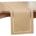 Saro Lifestyle SARO 9738.N1490B 14 x 90 in. Oblong Natural Laser-Cut Hemstitch Table Runner 9738.N1490B